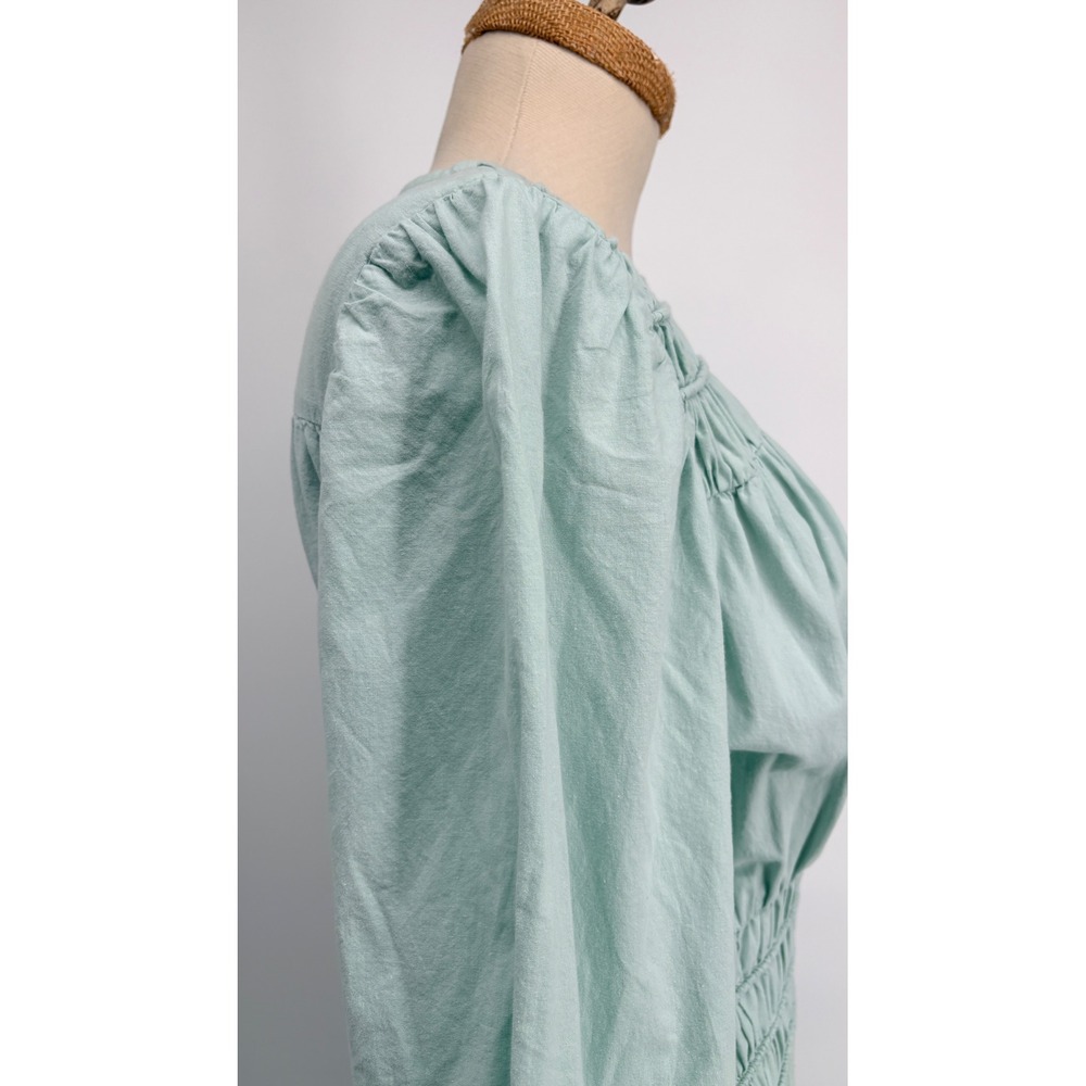 ASOS DESIGN Smocked Waist Tiered Cotton Maxi Boho Peasant Dress Sage Green US 4 - Picture 5 of 10